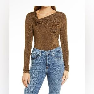NWT Good American asymmetric shimmer top